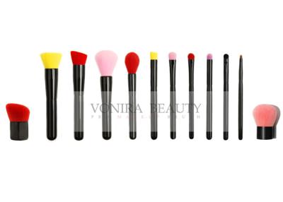 China Pretty Summer Rainbow Makeup Brushes With Classic Glossy Black Handle And Aluminum Ferrules for sale