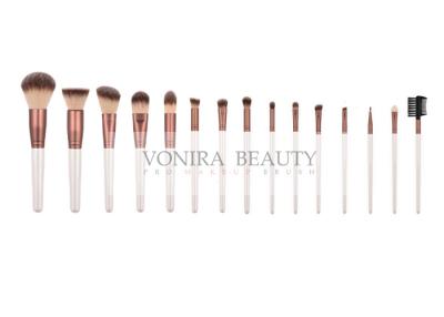 China Chocolate Color Synthetic Makeup Brushes With Pearl White Handle for sale
