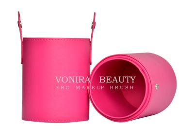 China Portable cosmético del cilindro del envase del tenedor del almacenamiento de la caja del bolso del cepillo del maquillaje del cuero de la PU en venta