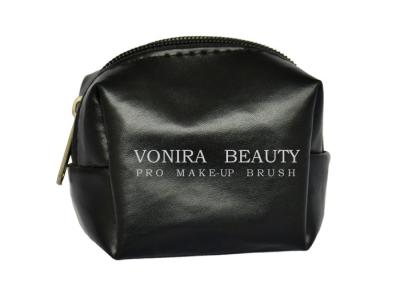 China Portable PU Leather Travel Makeup Brush Bag / Fake Leather Cosmetic Brush Bag for sale