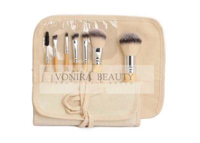 China Eco Bamboo Mini Cosmetic Brush Set with Natural Gunny Brush Roll for sale