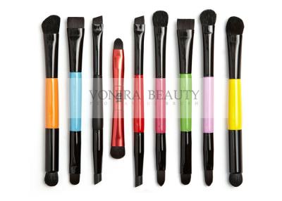 China Rainbow Color Mini Dual Ended Makeup Brushes Travel Size For Foundation And Powder for sale