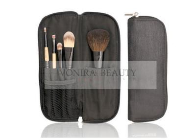 China Eco Friendly 5 Pcs Bamboo Handle Makeup Brush Travel Kit With Natural Hair for sale