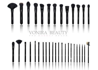 China Synthetic Essential Makeup Brushes With Classic Matte Black Handle And Glossy Ferrules for sale