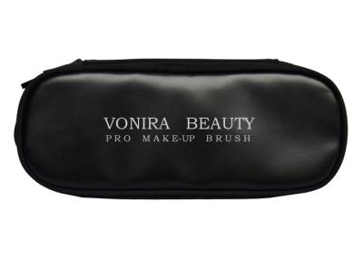 China Professional Double Zippers Makeup Brush Bag Large Capacity Black Cosmetics Holder for sale