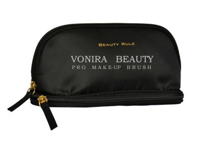 China High Quality Black Small Double Zipper Makeup Brush Bag Travel Toiletry Holder for sale