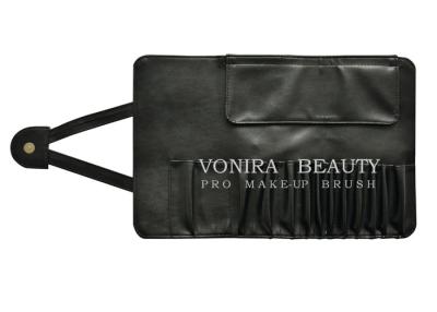 China Soft Faux Leather 13 Slots Fashion Black Makeup Brush Roll Bag Cosmetic Holder Pencil Case for sale