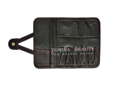 China 12 Slots Black Faux Leather Cosmetic Makeup Brushes Roll Bag Pouch Pen Case Holder for sale