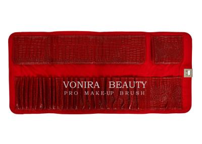 Chine Sacs de cosmétique de voyage d'embrayage de femmes de sac de petit pain de brosse de maquillage de cuir de texture de serpent à vendre