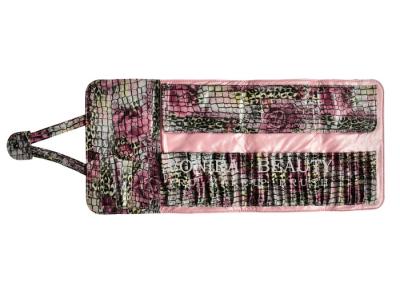 China Textura práctica colorida del cocodrilo de la caja del tenedor de la pluma del bolso de rollo del cepillo del maquillaje del monedero del embrague en venta