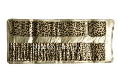 China Large Capacity Leopard Pattern  Makeup Brush Roll Bag Pen Holder Case Handy Clutch for sale