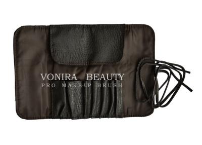 China Retro Makeup Brush Roll-up bag With Belt Strap PU Cosmetic Pen Pencil Case Bag for sale