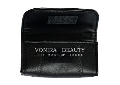 China High Quality Leather Cosmetic Organizer Case Roll For Short Makeup Brushes Pouch Bag Black for sale