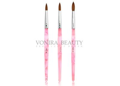China Pink Acrylic UV Gel Round Nail Art Brushes With Nature Kolinsky Hair for sale