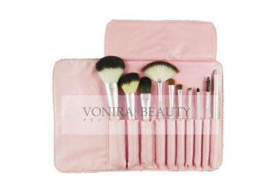 China Pink Promotional Gift Travel Size Makeup Brushes 10 PCS PU Leather Case for sale