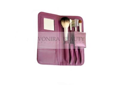 China Custom Travel Cosmetic Makeup Brush Gift Set Nature Bristle And Mirror Purple Case for sale