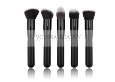 China 5 PCS Elegant Black Kabuki Facial Makeup Brush Set With Dual Tone Vegan Taklon for sale