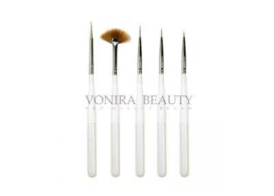 China Pearl White Full Line Nail Art Brushes Set With Pure Kolinsky Hair And Nature Wood Hand for sale