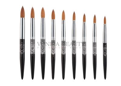 China 9 PCS Nature Sable Hair Round Nail Art Brushes With Beautiful Heart Shape Painting Black Handle for sale