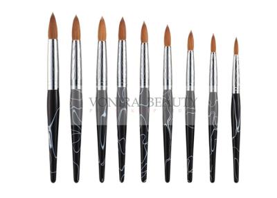 China Black Marble Nature Nail Art Brush With Beautiful Carved Ferrule And Nature Wood Handle for sale