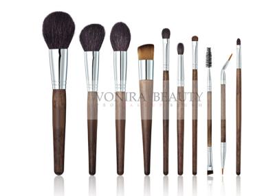 China 10 PCS Deluxe Dual End Makeup Brush Collection Nature Ebony Handle For Face And Eye for sale