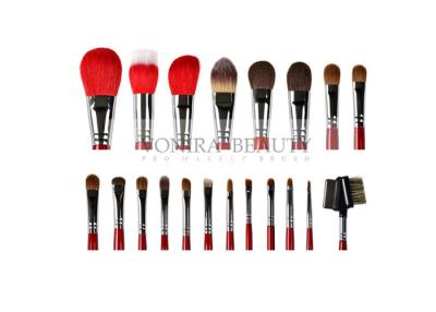 China Gorgeous Ultra Soft Makeup Brushes 20Pcs Goat Sable Pony Hair Brushes With Glossy Red Handle for sale