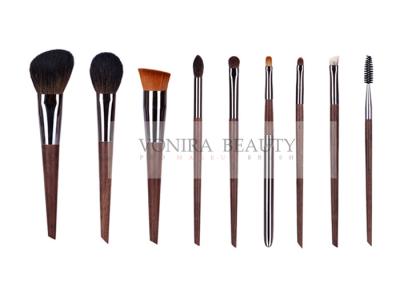 China 9pcs Essential Natural Hair Makeup Brush Kit Collection With Copper Ferrule for sale
