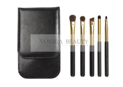 China Basic Gift 5pcs Eye Makeup Brush Gift Set With Black PU Leather Makeup Brush Case for sale