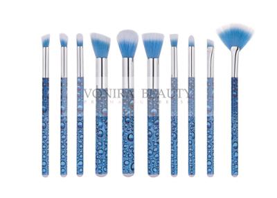 China Eye Catching Blue Mass Level Makeup Brushes , Face And Eye Brush Set Water Look Handle for sale