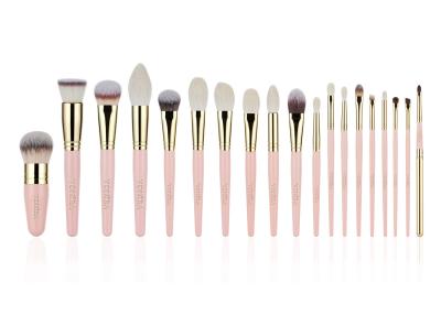 China Vonira Gold Nude Pink 19 Pieces Natural Hair Makeup Artist Brushes for sale