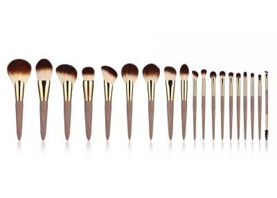 China Vonira Beauty 19 Pieces Synthetic Makeup Brushes With Matte Wood Handle for sale