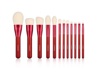 China Synthetic 12PCS Red Makeup Brush Set Powder Foundation Highlight Blending Brush for sale