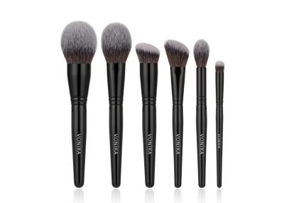 China Face Makeup Brushes Set Collection With Black Copper Ferrule Birch Wooden Handles for sale