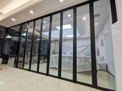 China Zwarte Buitenste Aluminium Tweevoudige deuren geluidsdichte Aluminium Tweevoudige Patio deuren Te koop