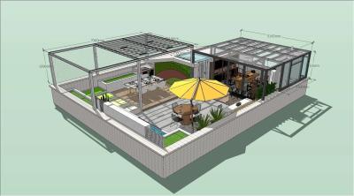 China Casa Sala de sol de vidrio Instalación fácil Resistencia a la lluvia Techo de vidrio Sala de sol en venta