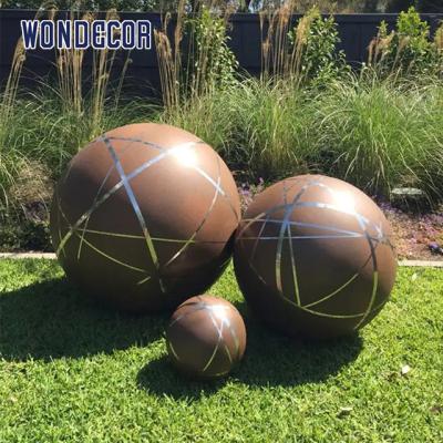 China WONDERS Corten Steel Sculpture Outdoor Spherical Garden Sculpture for sale