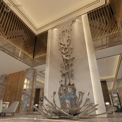 China Mirror Finish Waterfall Wall Sculpture Hotel Decoration Abstrct for sale