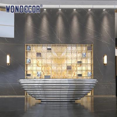 China Contador moderno comercial de la recepción del mostrador de recepción de lujo plateado en venta