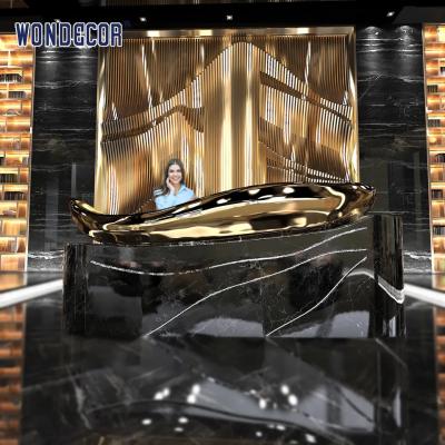 China 135cm Luxury Reception Desk Hotel Front Desk Large Fish Stainless Steel Sculpture for sale