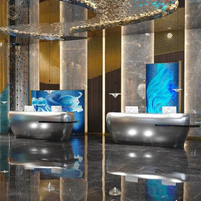 China Office Counter Luxury Reception Desk 3D 2D Stainless Steel Reception Desk for sale