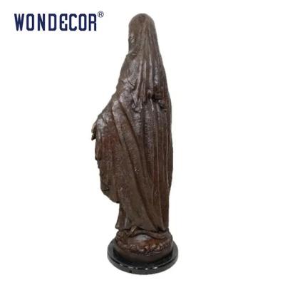 China Customized outdoor decoration, life-size Virgin Mary marble pedestal bronze statue for sale