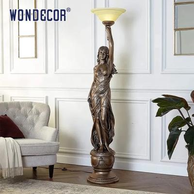 China Custom House Indoor Decorative Metal Art Bronze Lady Lamp Sculpture for sale
