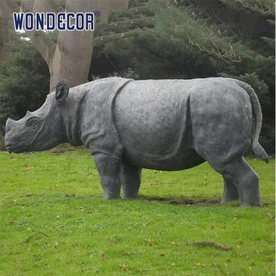China Metal Casting Bronze Rhinoceros Sculpture  Large Outdoor Garden Decoration for sale