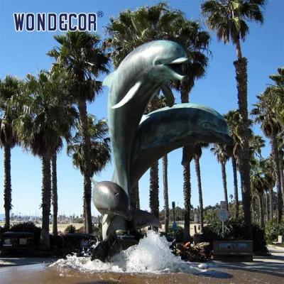 China Bronze Water Fountain Sculpture Live Sized Dolphin Statue Fountain for sale