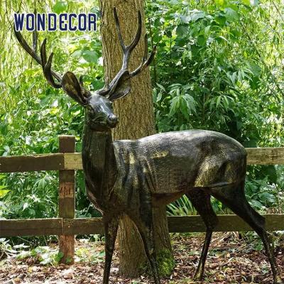 China Outdoor garden decoration, life-size metal animal bronze deer statue for sale