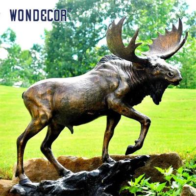 China Cast Moose Custom Bronze Sculpture Metal Animal Handicrafts for sale