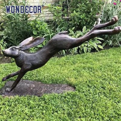 China 40cm Bronze Rabbit Garden Statue Human Size For Zoo Decoration for sale