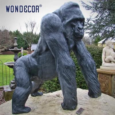China Dark Blue Custom Bronze Sculpture Metal Casting Outdoor Gorilla Statue for sale