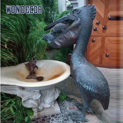 China Outdoor Garden Water Fountain Sculpture Bronze Animal Pelican Decoration for sale