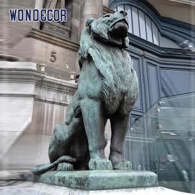 China Outdoor Square Large Metal Animal Decoration Bronze Sitting Lion Statue for sale